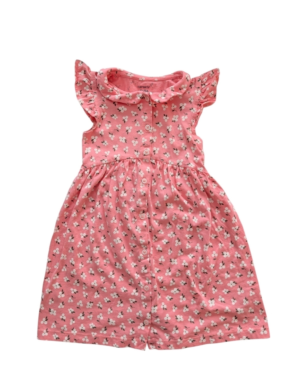 Carter's Pink Floral Button-Front Girls' Dress Cotton Size 5T